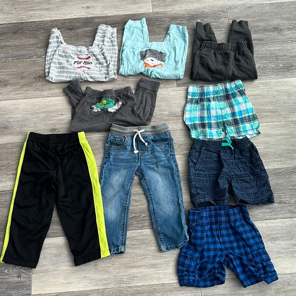 Lot of 9 boys pants pull on jeans, shorts, joggers size 24m | 2T - Picture 1 of 15